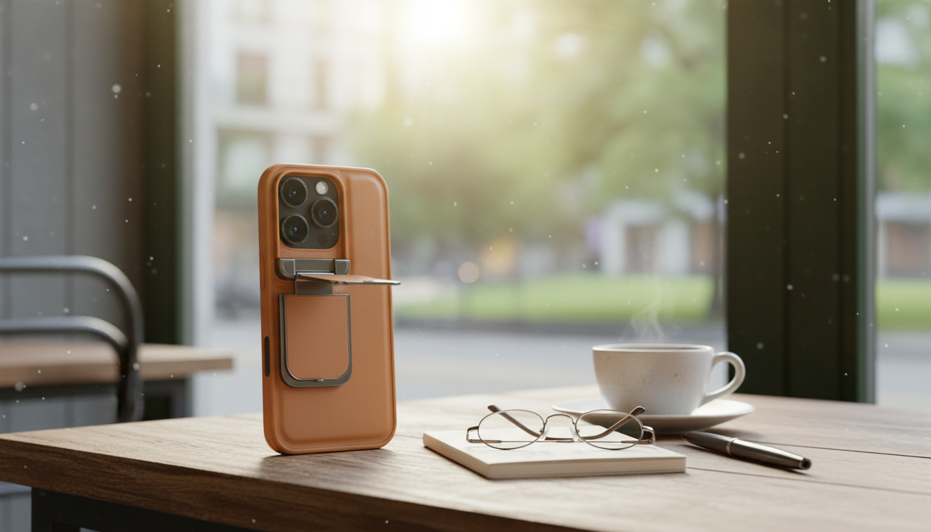 Luxury Leather iPhone Case with Lens Flip Stand