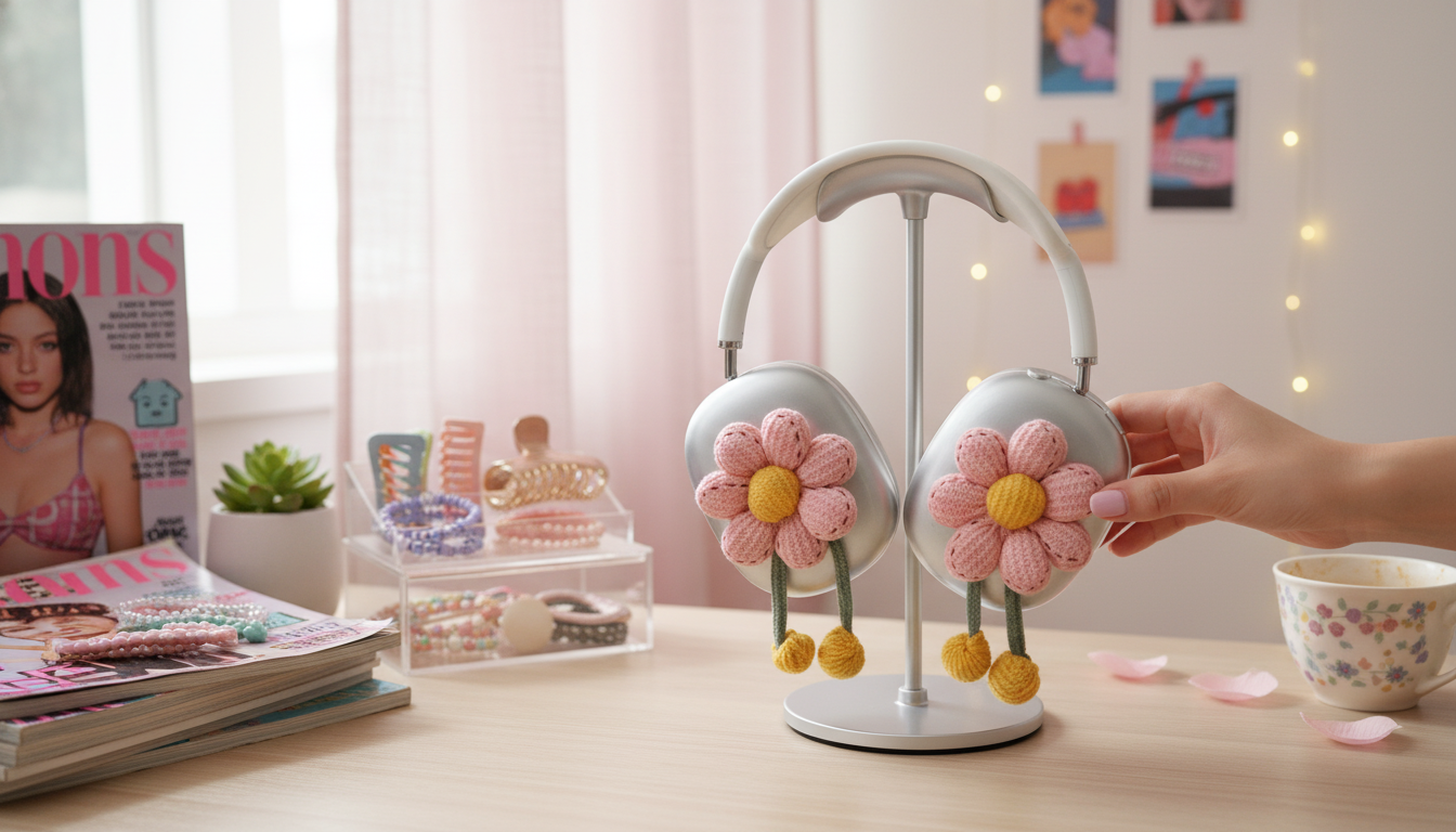 Pink Floral Y2K AirPods Max Cover: Cute, Scuff-Resistant