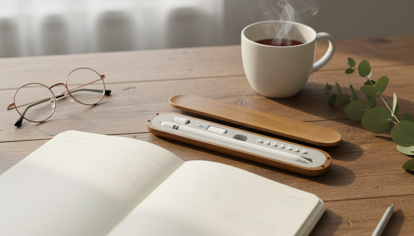Walnut Apple Pencil Box: Scratch-Safe Storage for Travel