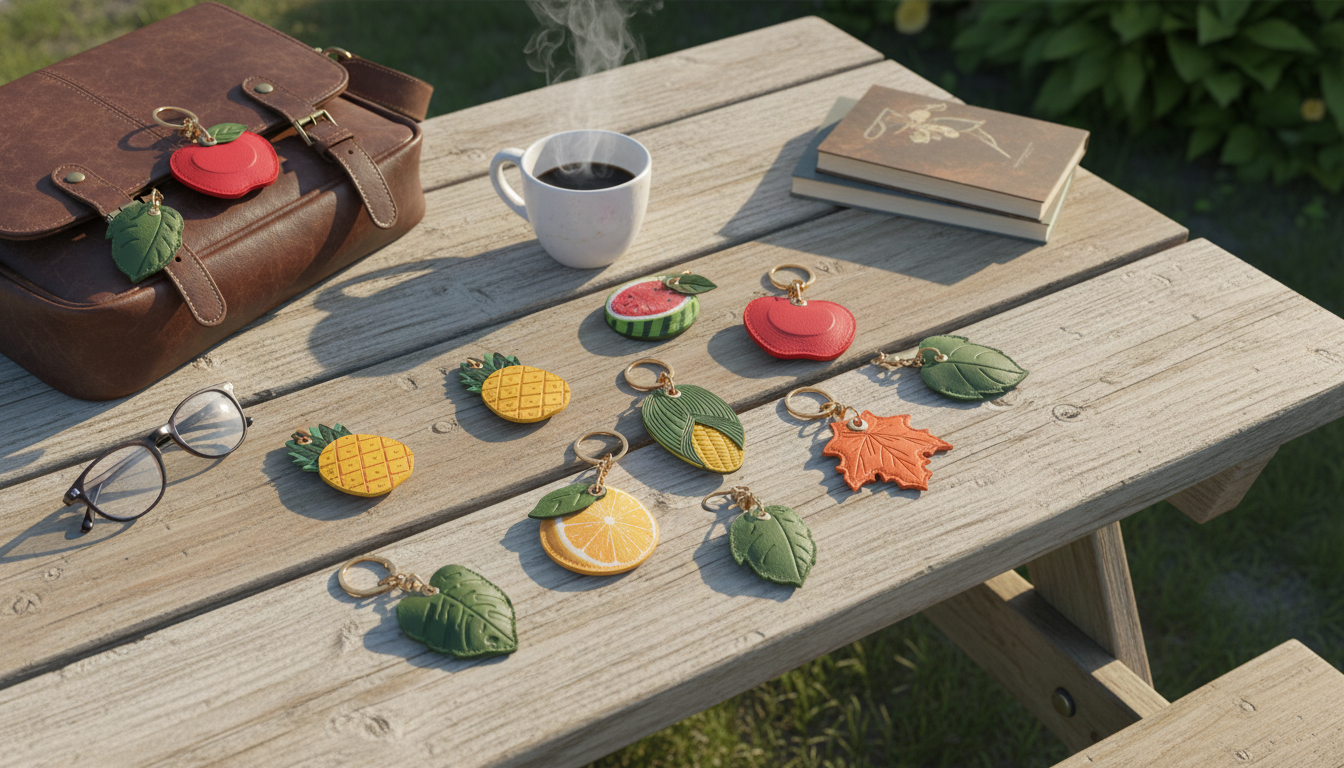 Cartoon Fruit AirTag Keychain Case: Leather-Style Cute