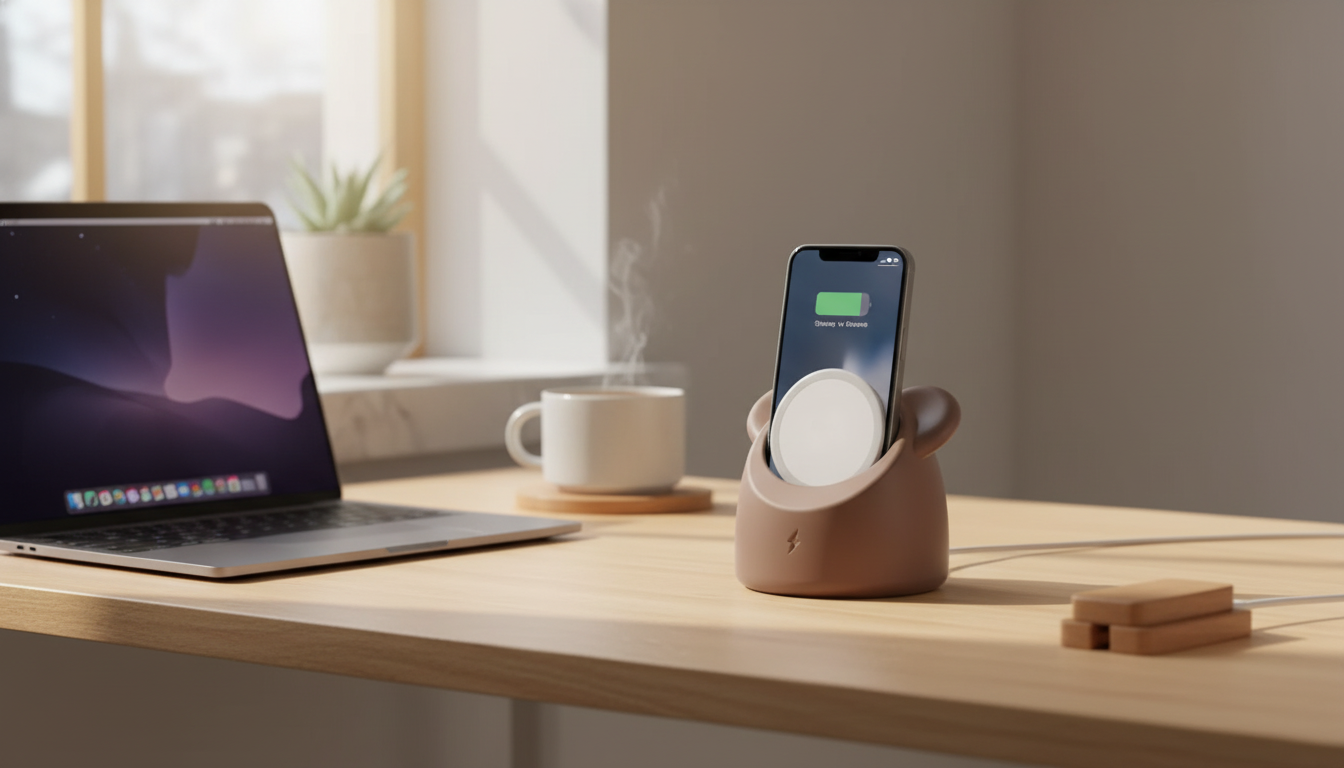Cute Bear MagSafe Charger Stand for a Tidy Desk