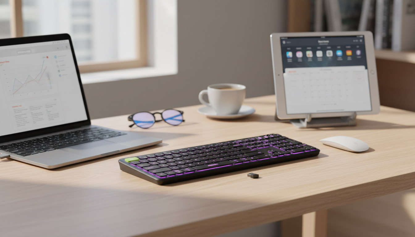 Wireless Bluetooth Keyboard with 7-Color Backlight for Apple Devices